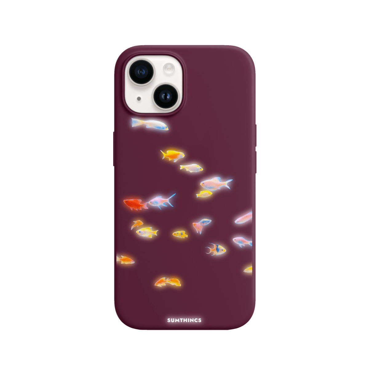 iPhone 15 Plus Neon Fish Premium Telefon Kılıfı Bordo - SUMTHINCS