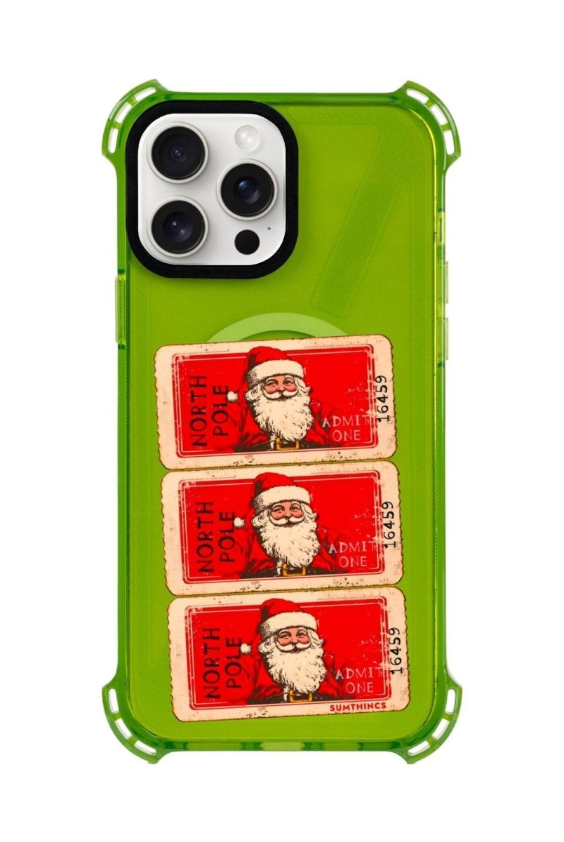 iPhone 15 Plus Northpole Ticket Bumper Magsafe Şeffaf Telefon Kılıfı Yeşil - SUMTHINCS