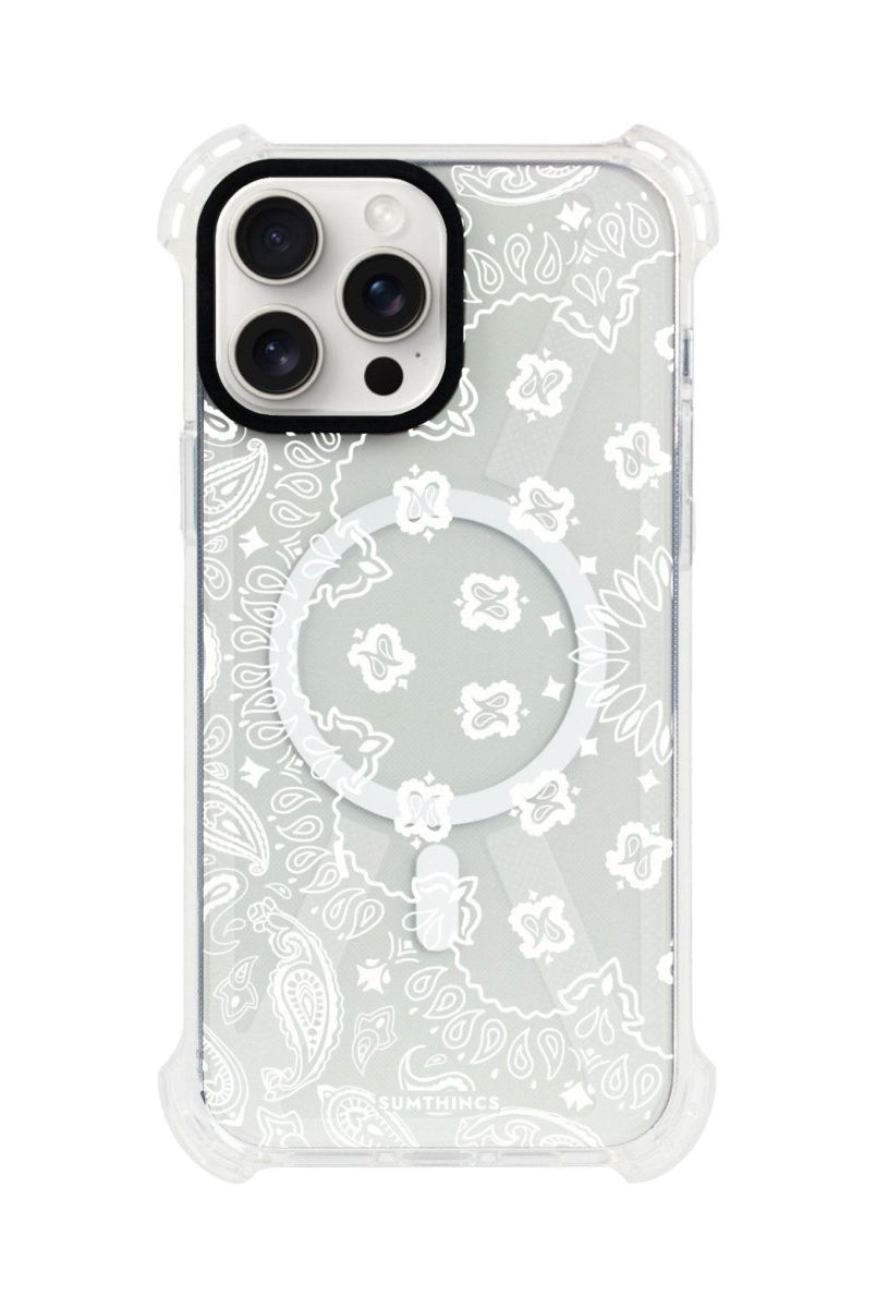 iPhone 15 Plus Paisley Bumper Magsafe Şeffaf Telefon Kılıfı Beyaz Şeffaf - SUMTHINCS