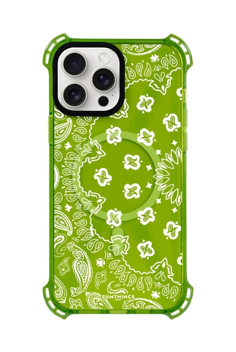 iPhone 15 Plus Paisley Bumper Magsafe Şeffaf Telefon Kılıfı Yeşil - SUMTHINCS