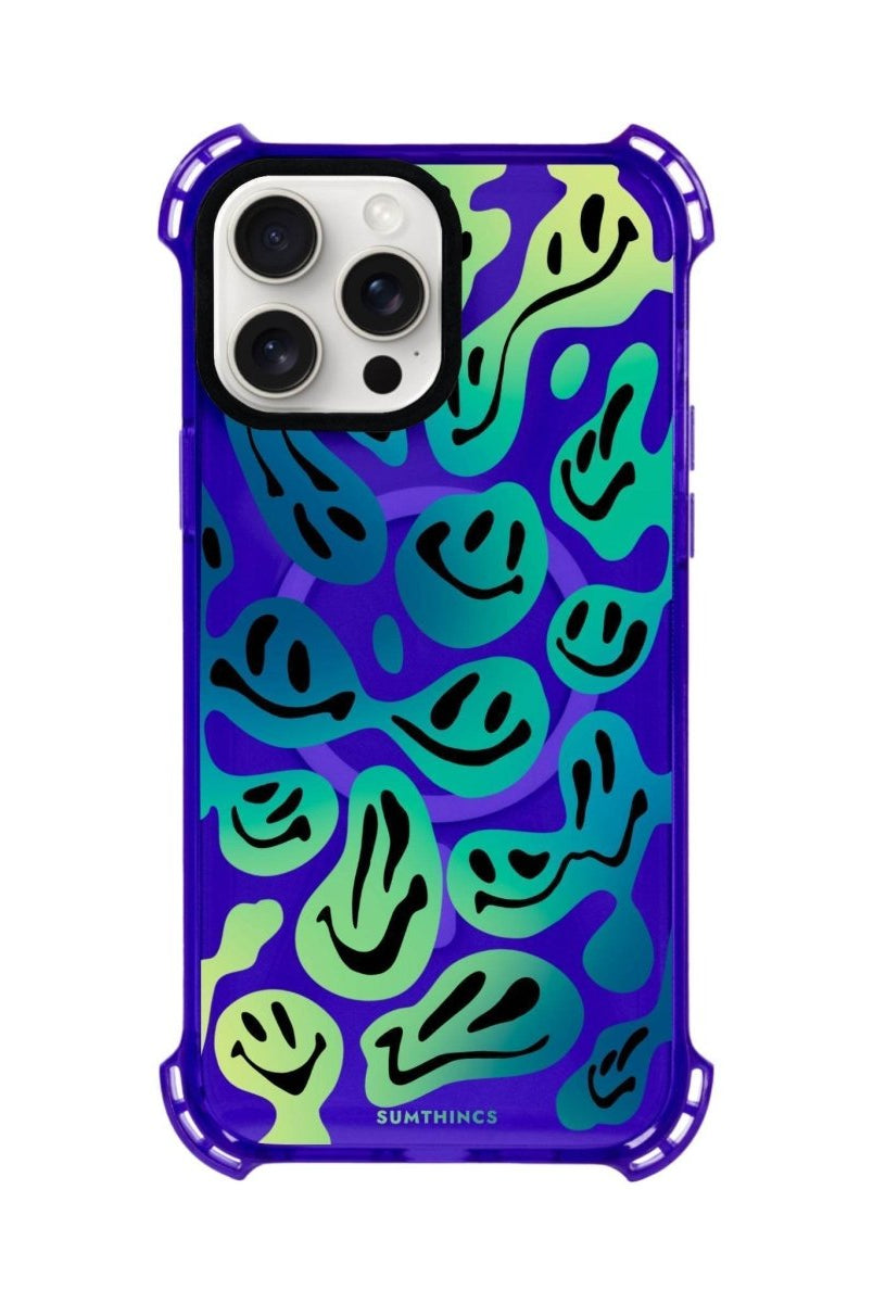 iPhone 15 Plus Smiley Bumper Magsafe Şeffaf Telefon Kılıfı Mor - SUMTHINCS