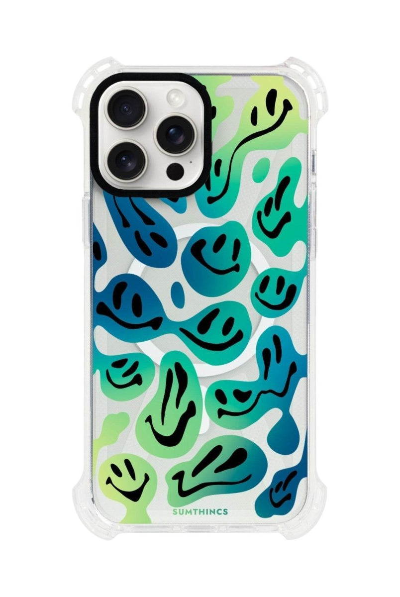 iPhone 15 Plus Smiley Bumper Magsafe Şeffaf Telefon Kılıfı Beyaz Şeffaf - SUMTHINCS