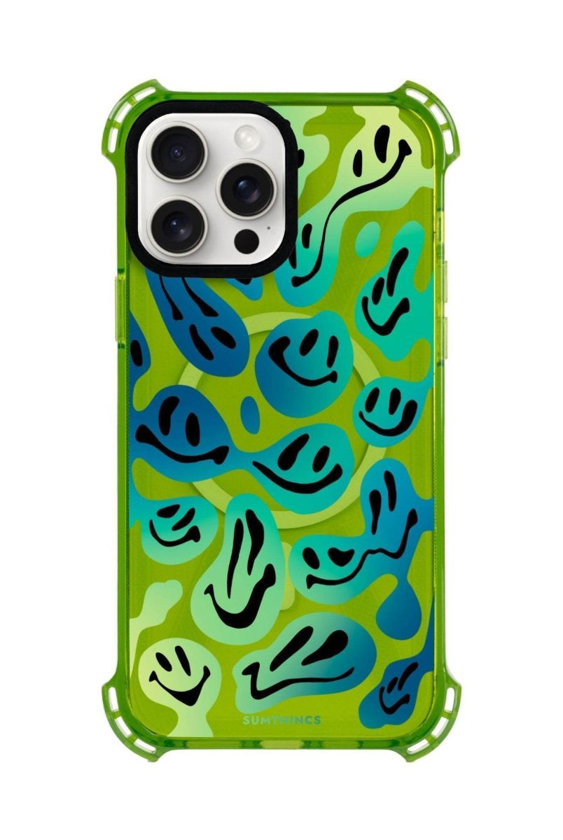 iPhone 15 Plus Smiley Bumper Magsafe Şeffaf Telefon Kılıfı Yeşil - SUMTHINCS