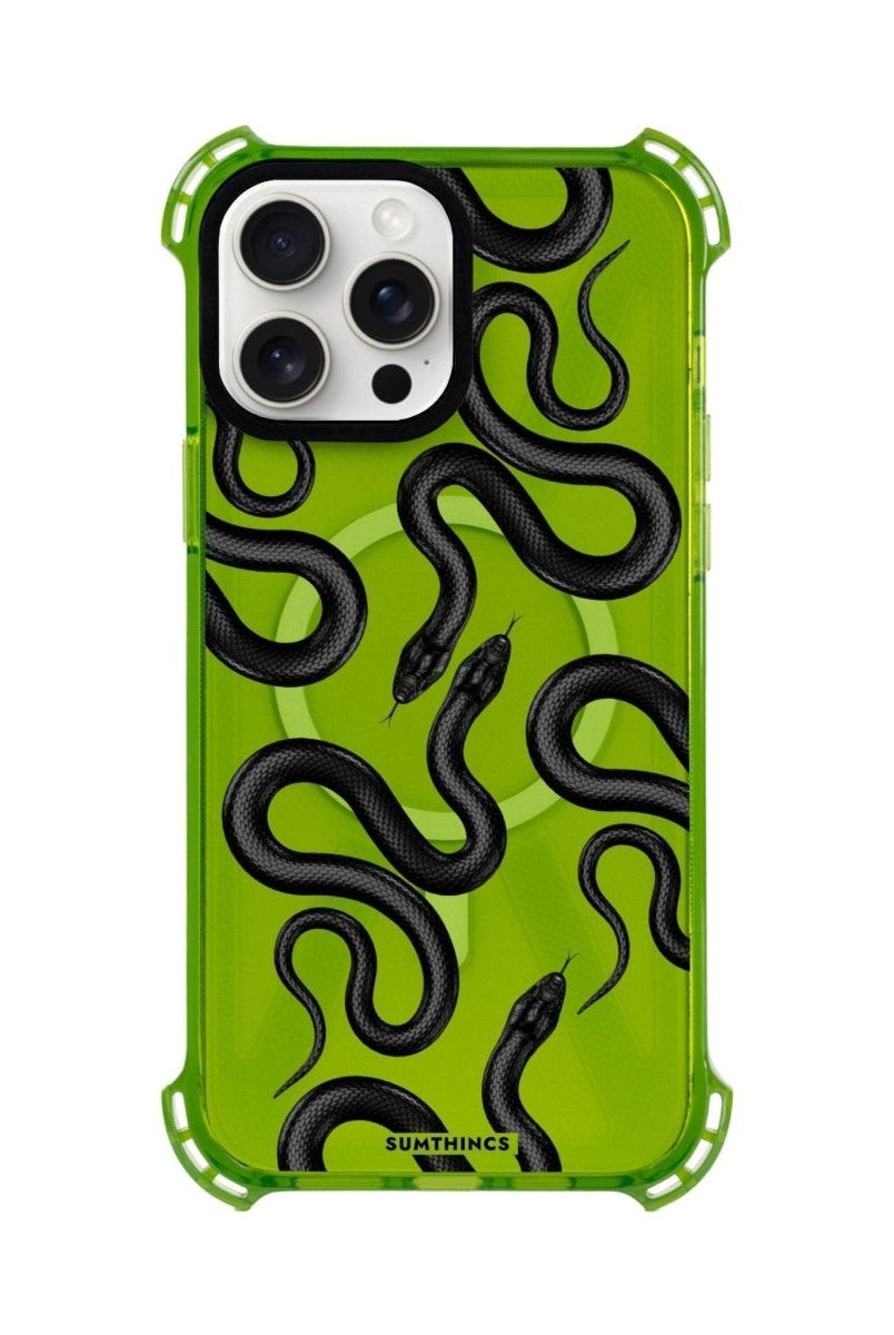 iPhone 15 Plus Snakes Bumper Magsafe Şeffaf Telefon Kılıfı Yeşil - SUMTHINCS