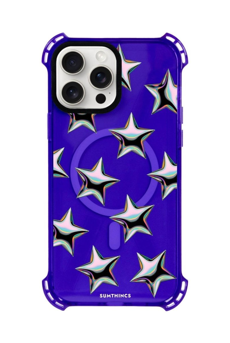 iPhone 15 Plus Stars Bumper Magsafe Şeffaf Telefon Kılıfı Mor - SUMTHINCS