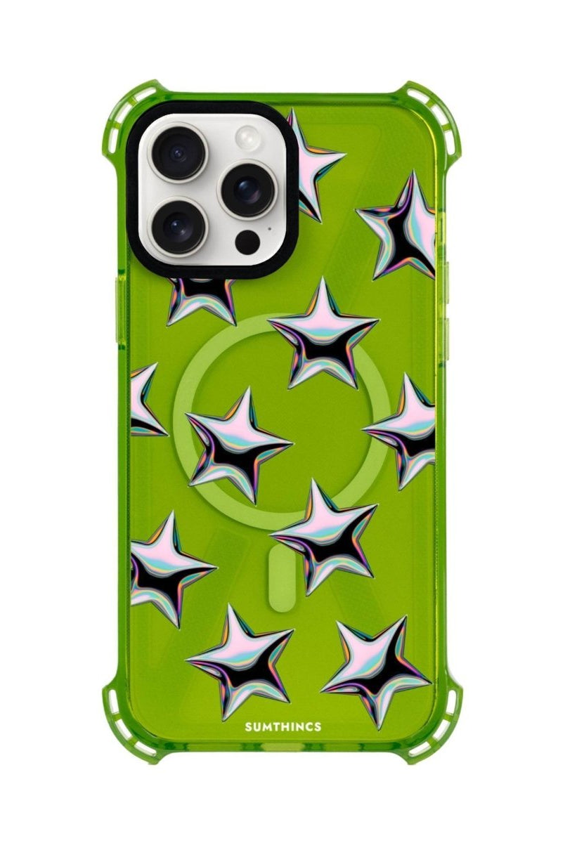 iPhone 15 Plus Stars Bumper Magsafe Şeffaf Telefon Kılıfı Yeşil - SUMTHINCS