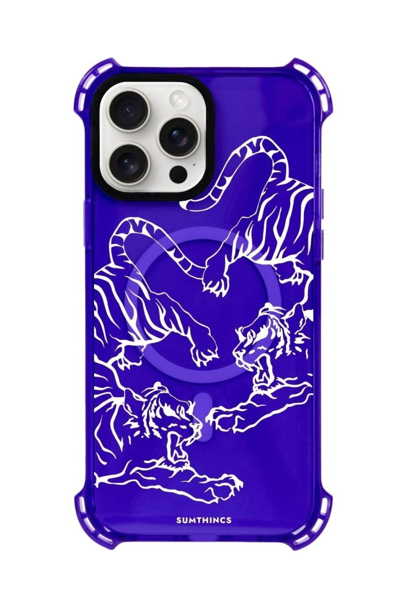 iPhone 15 Plus Tigers Bumper Magsafe Şeffaf Telefon Kılıfı Mor - SUMTHINCS