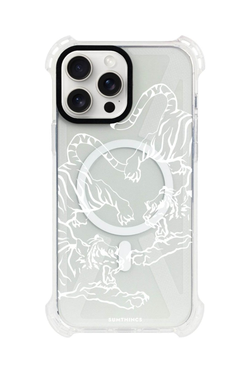 iPhone 15 Plus Tigers Bumper Magsafe Şeffaf Telefon Kılıfı Beyaz Şeffaf - SUMTHINCS