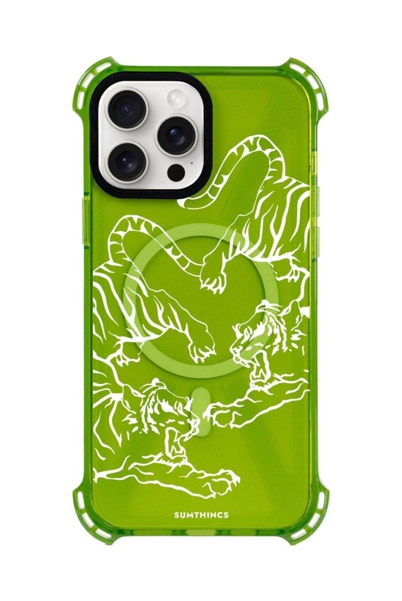 iPhone 15 Plus Tigers Bumper Magsafe Şeffaf Telefon Kılıfı Yeşil - SUMTHINCS
