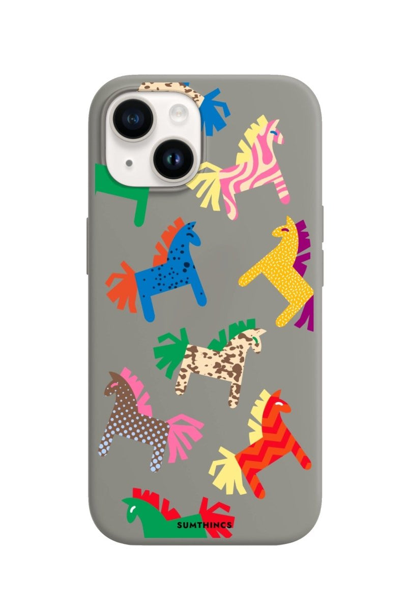 iPhone 15 Ponies Premium Telefon Kılıfı Gri - SUMTHINCS