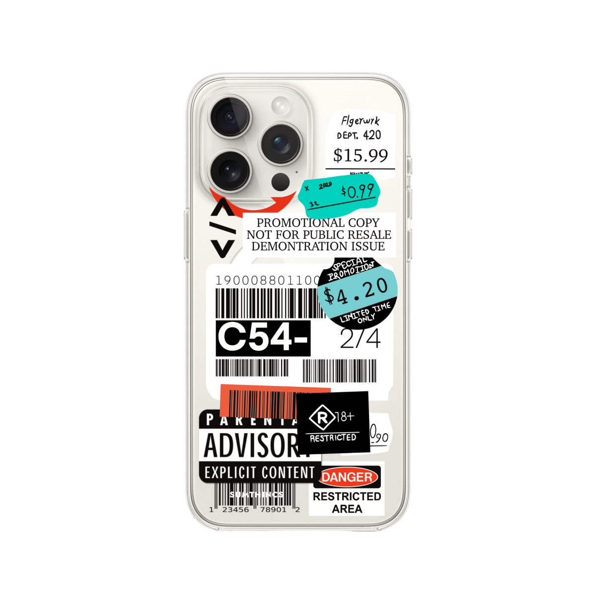 iPhone 15 Pro Barcode C54 Clear Magsafe Şeffaf Telefon Kılıfı - SUMTHINCS