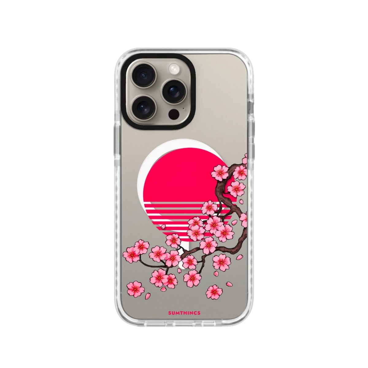 iPhone 15 Pro Cherry Blossom Dawn Magsafe Procase Şeffaf Telefon Kılıfı Beyaz Şeffaf - SUMTHINCS