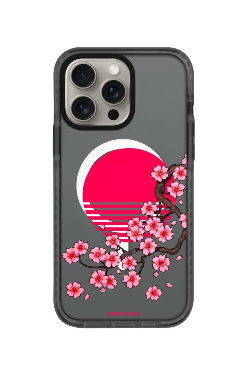 iPhone 15 Pro Cherry Blossom Dawn Magsafe Procase Şeffaf Telefon Kılıfı Antrasit - SUMTHINCS