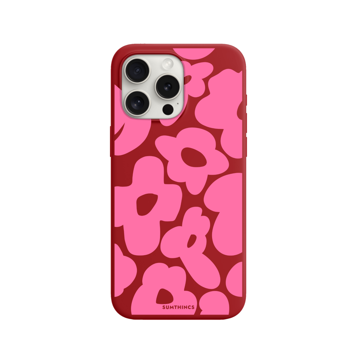 iPhone 15 Pro Daisy Pop Premium Telefon Kılıfı Kırmızı - SUMTHINCS