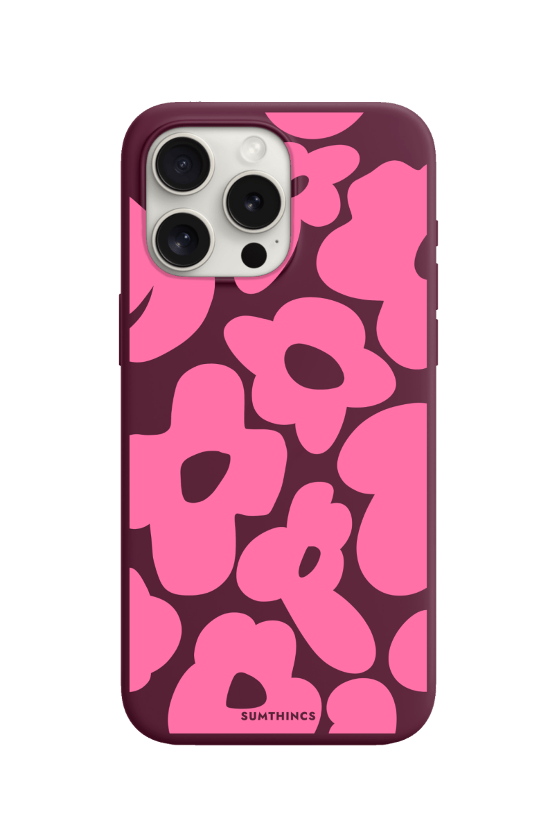 iPhone 15 Pro Daisy Pop Premium Telefon Kılıfı Bordo - SUMTHINCS