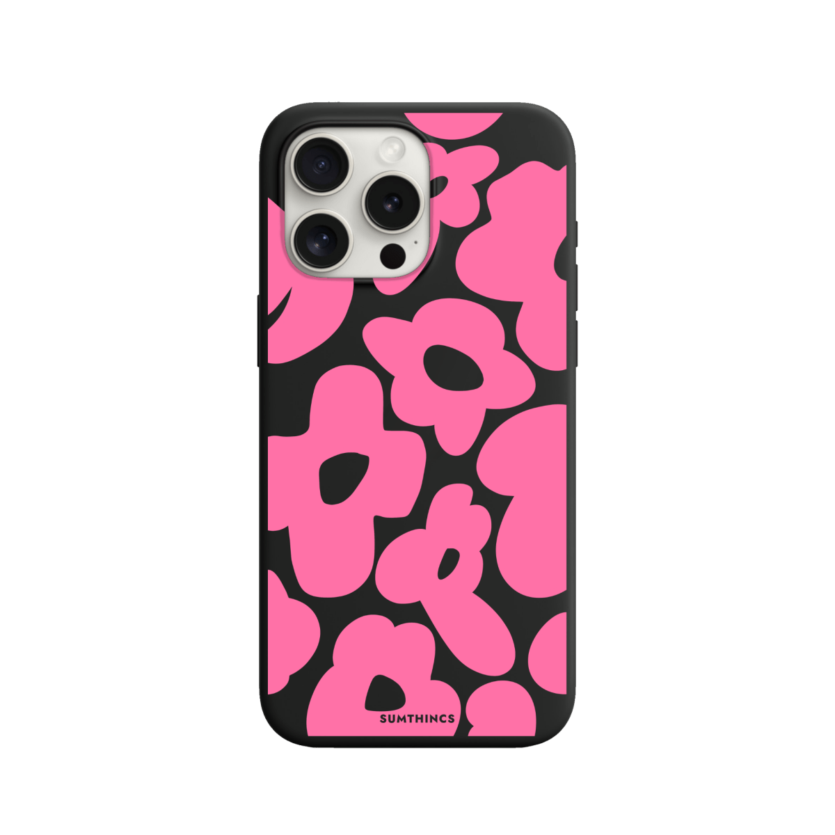 iPhone 15 Pro Daisy Pop Premium Telefon Kılıfı Siyah - SUMTHINCS