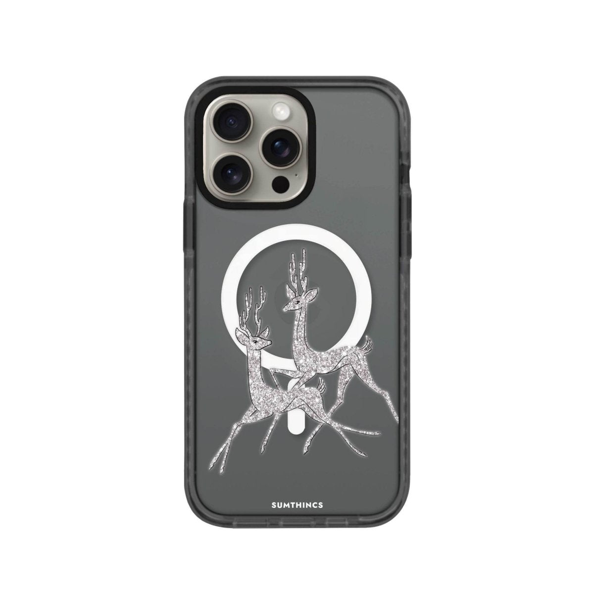 iPhone 15 Pro Disco Deers Magsafe Procase Şeffaf Telefon Kılıfı Antrasit - SUMTHINCS