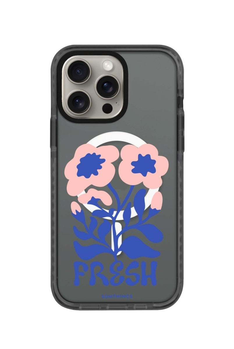iPhone 15 Pro Fresh Flowers Magsafe Procase Şeffaf Telefon Kılıfı Antrasit - SUMTHINCS