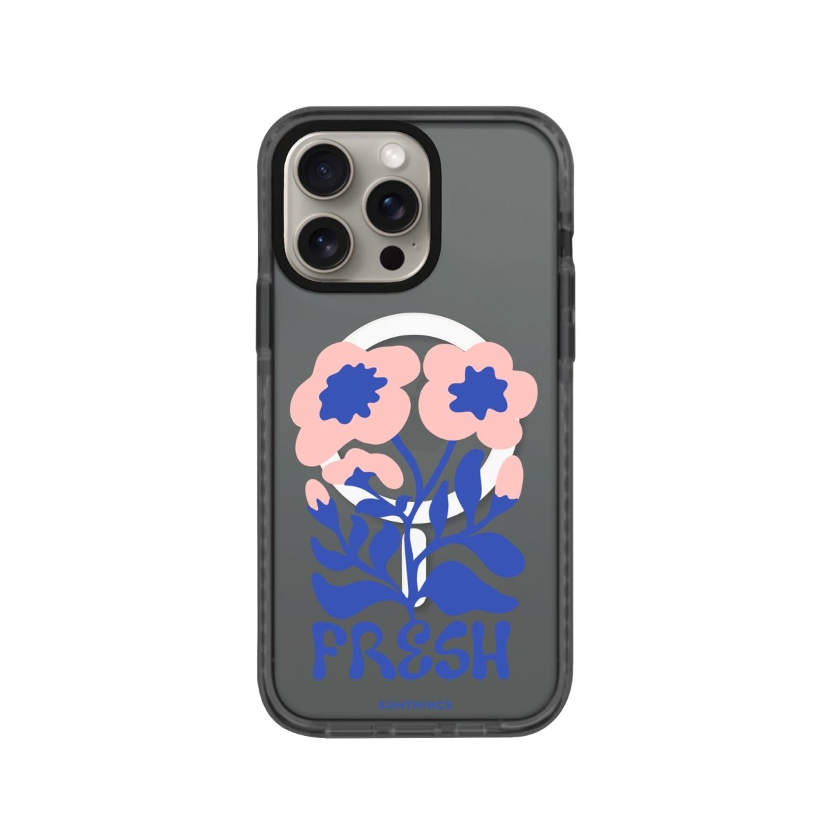 iPhone 15 Pro Fresh Flowers Magsafe Procase Şeffaf Telefon Kılıfı Antrasit - SUMTHINCS
