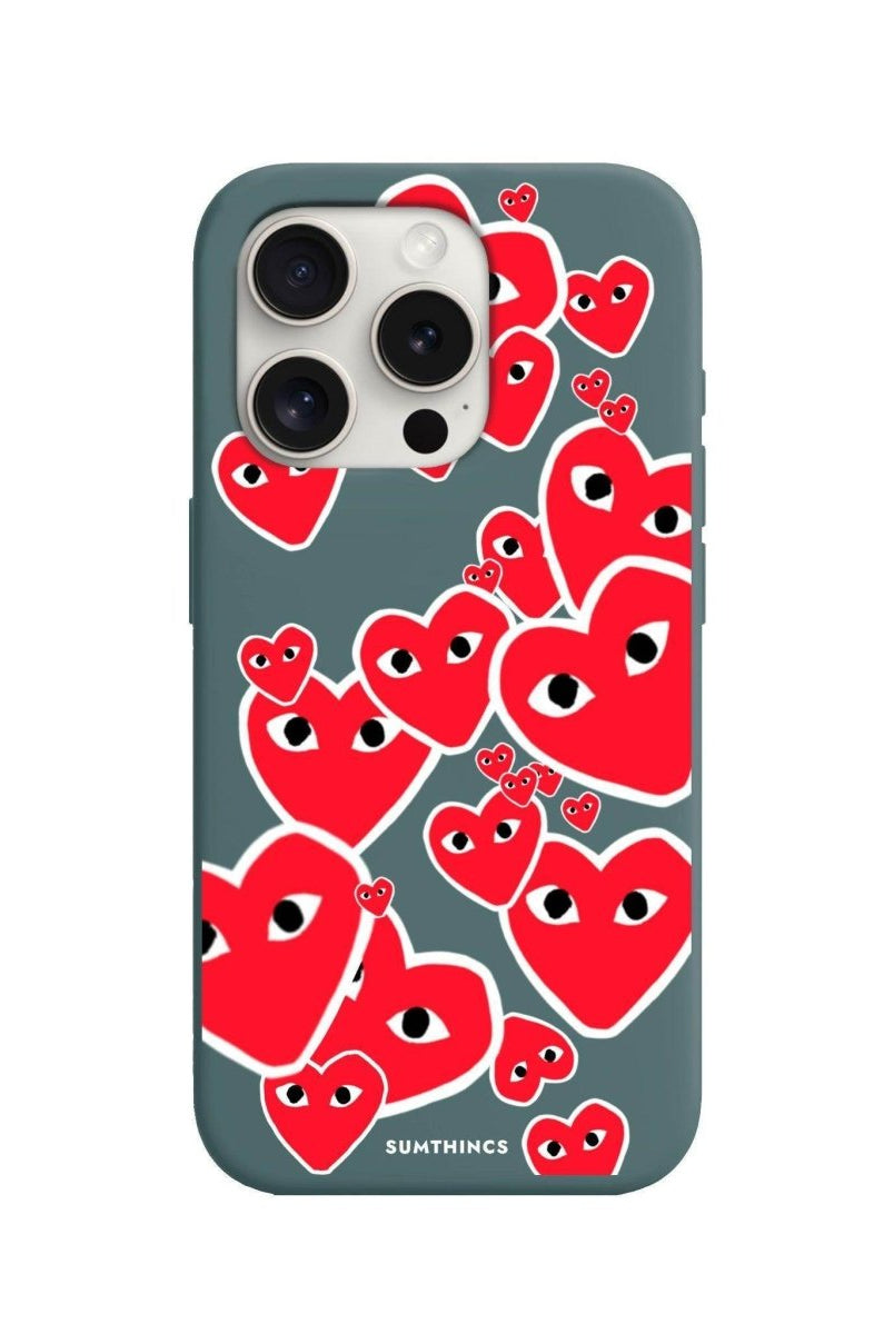 iPhone 15 Pro Hearts Premium Telefon Kılıfı Kaktüs Yeşili - SUMTHINCS