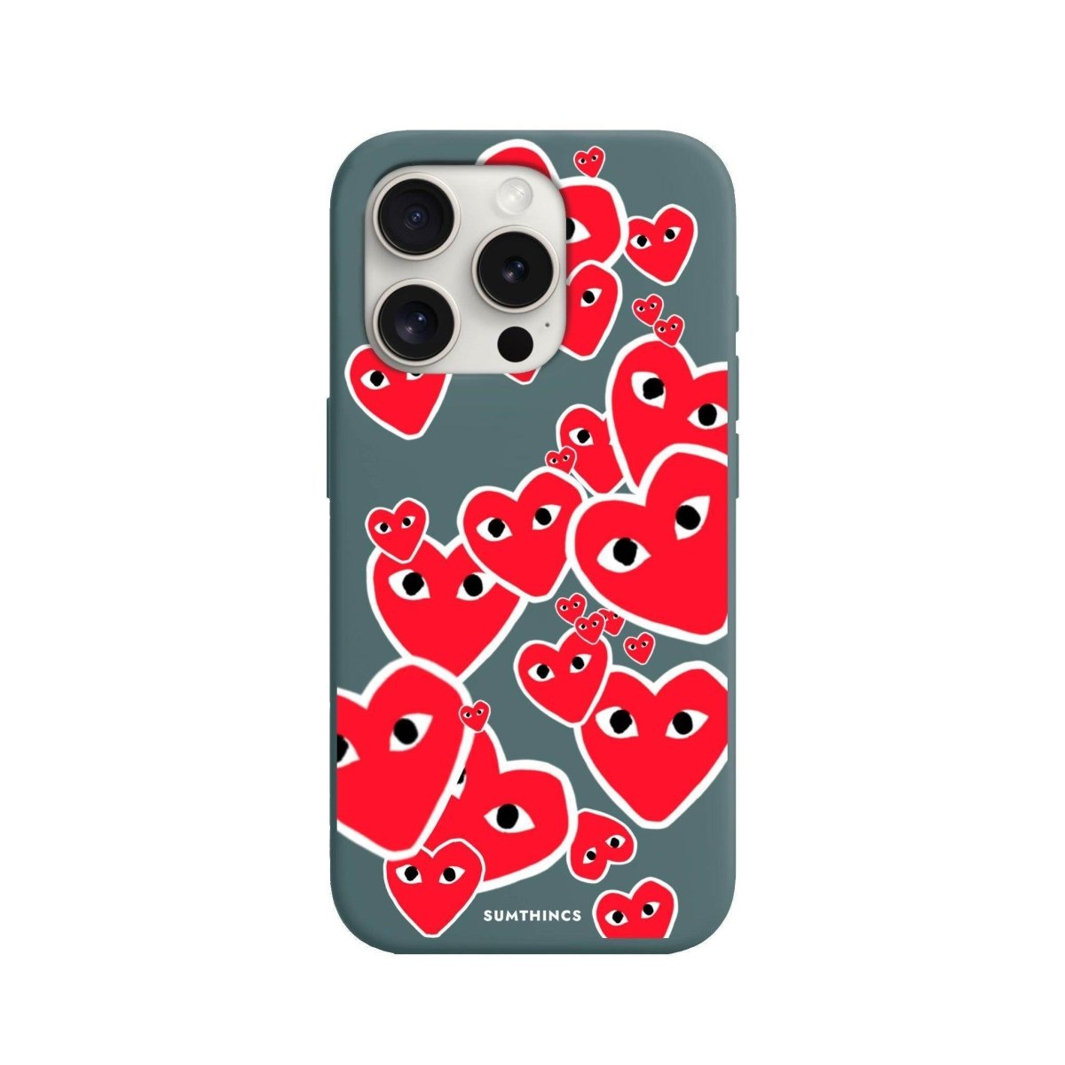 iPhone 15 Pro Hearts Premium Telefon Kılıfı Kaktüs Yeşili - SUMTHINCS