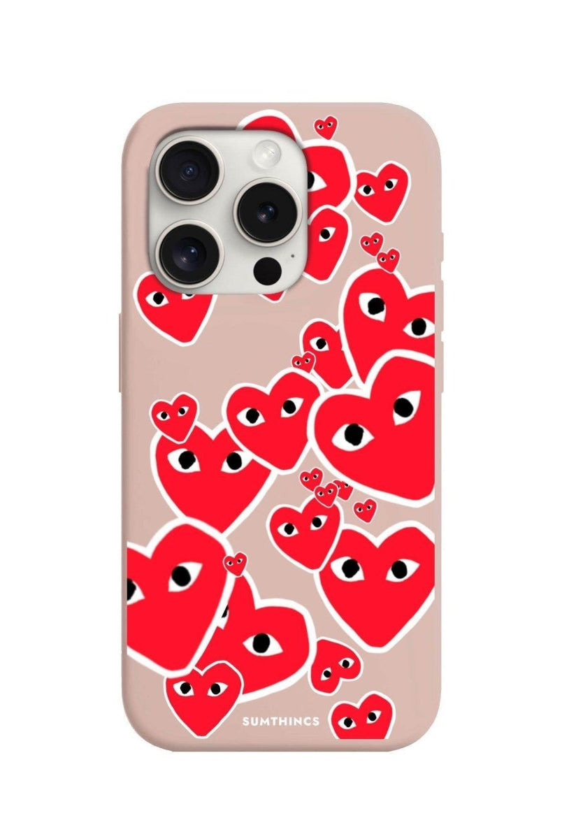 iPhone 15 Pro Hearts Premium Telefon Kılıfı Bej - SUMTHINCS