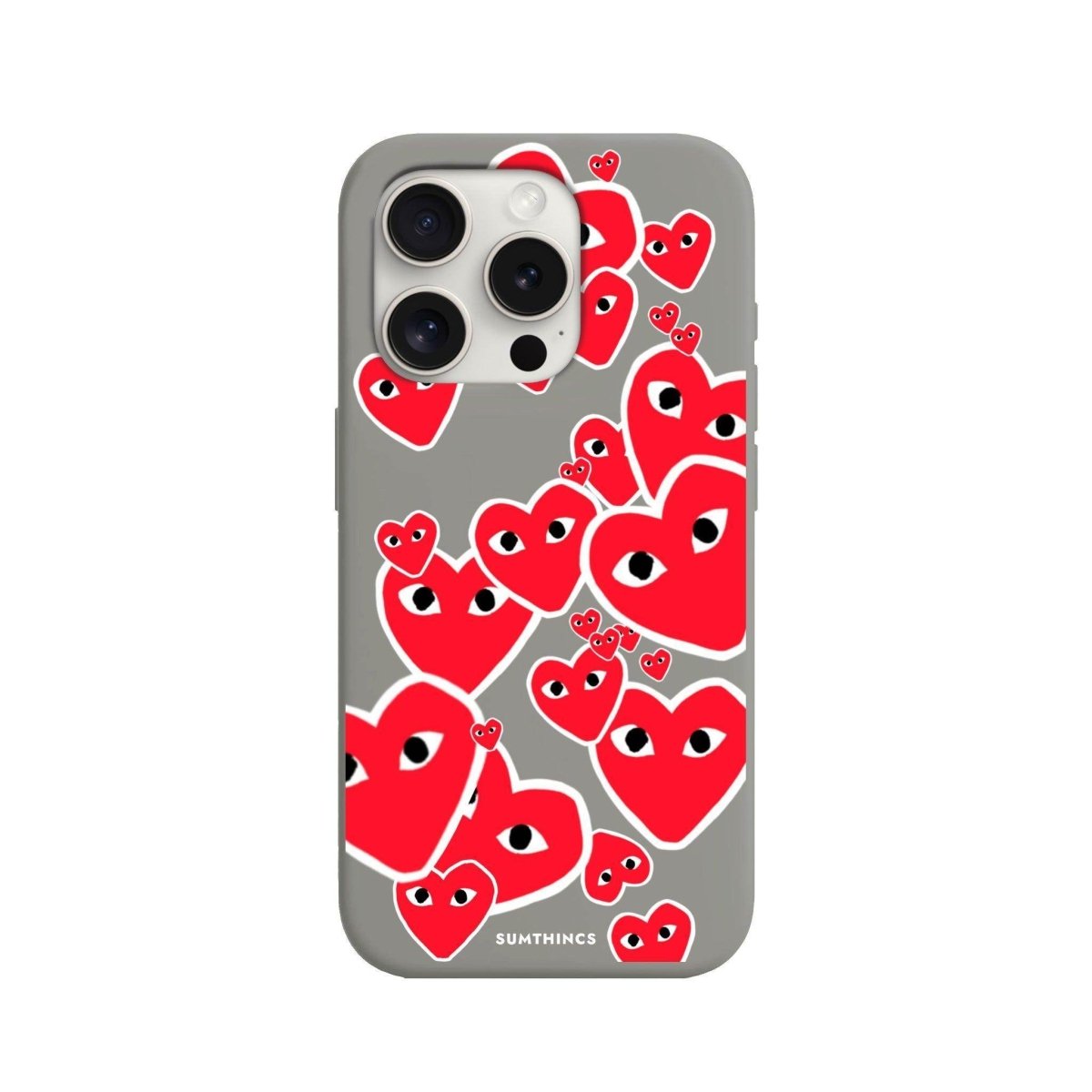 iPhone 15 Pro Hearts Premium Telefon Kılıfı Gri - SUMTHINCS