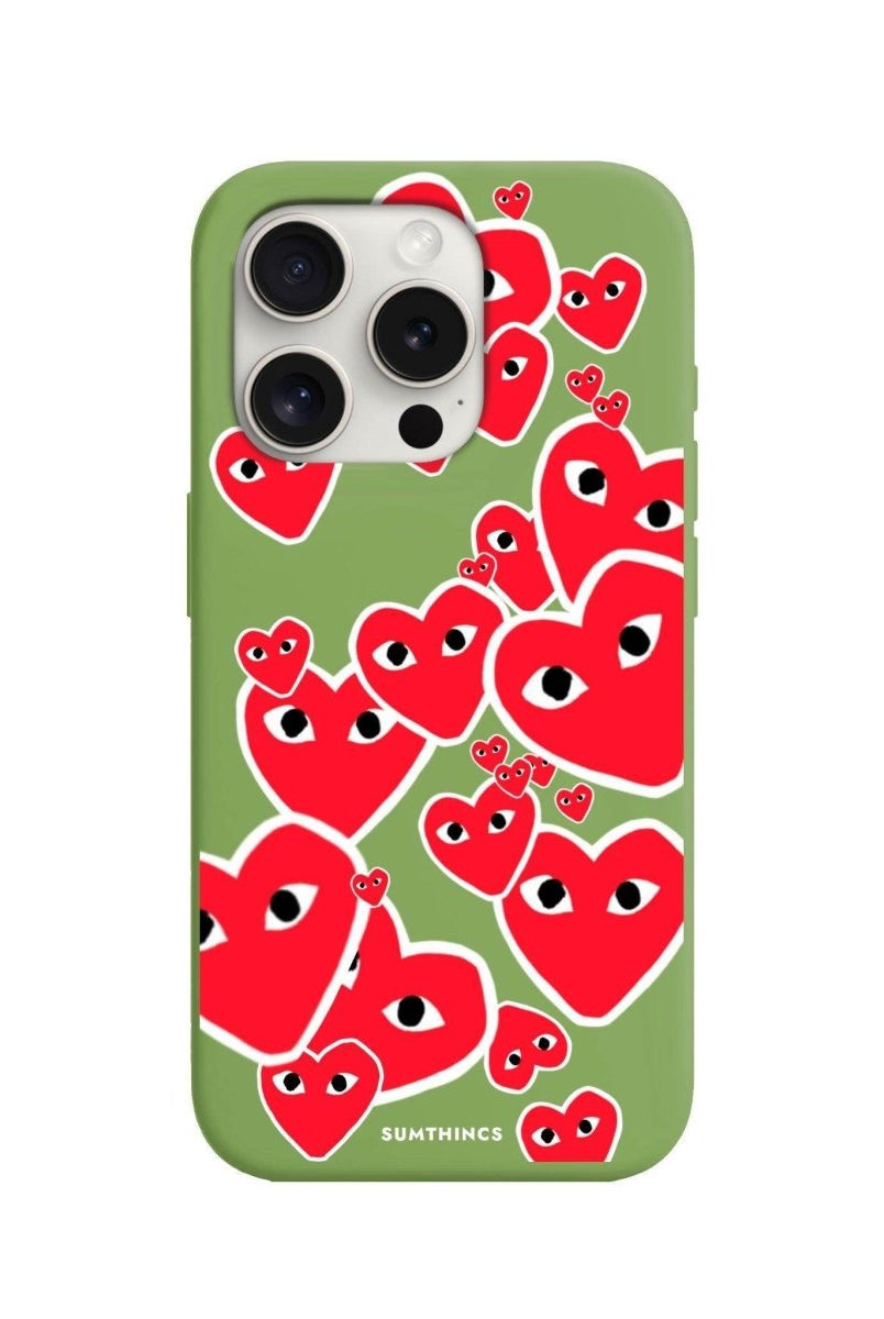 iPhone 15 Pro Hearts Premium Telefon Kılıfı Fıstık Yeşili - SUMTHINCS