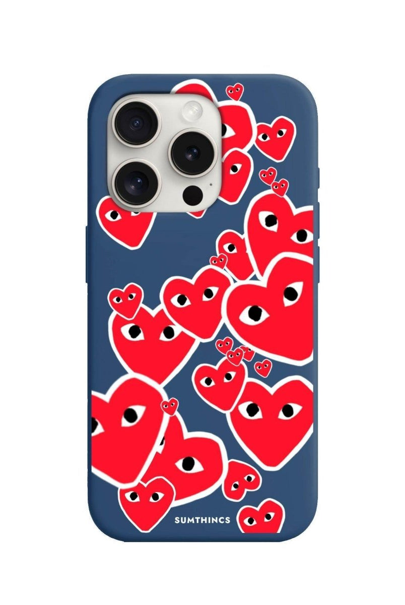 iPhone 15 Pro Hearts Premium Telefon Kılıfı Pasifik Mavi - SUMTHINCS