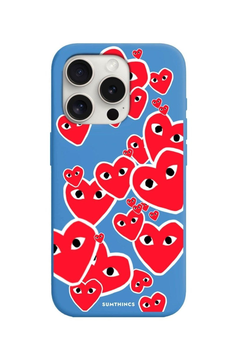 iPhone 15 Pro Hearts Premium Telefon Kılıfı Mavi - SUMTHINCS