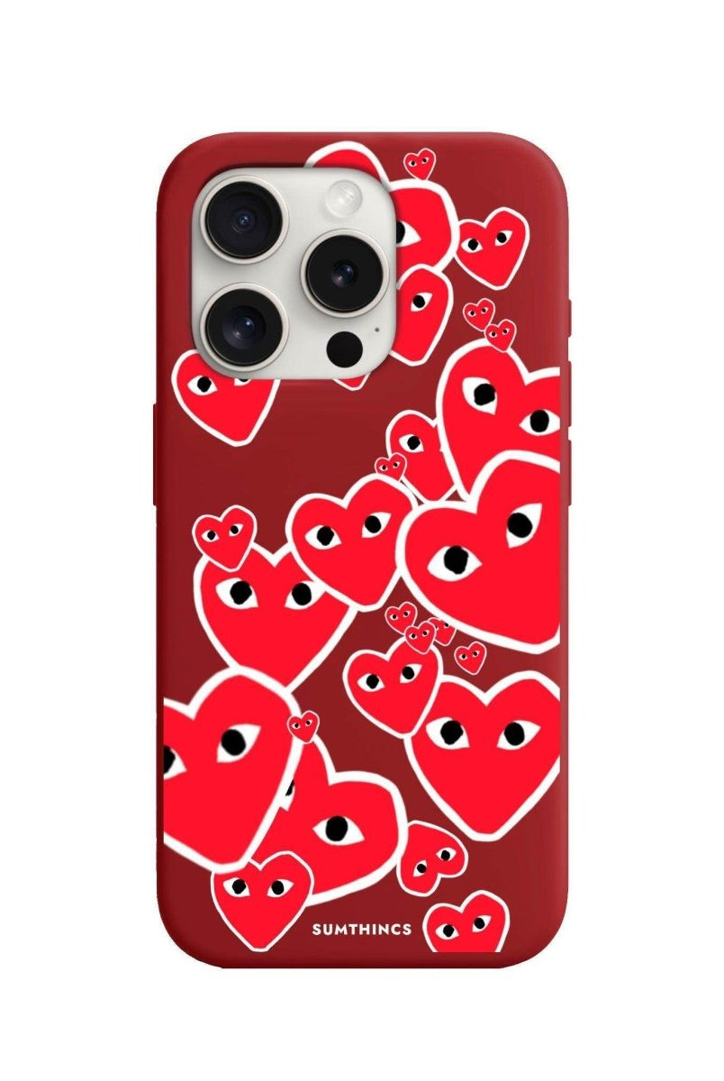 iPhone 15 Pro Hearts Premium Telefon Kılıfı Kırmızı - SUMTHINCS