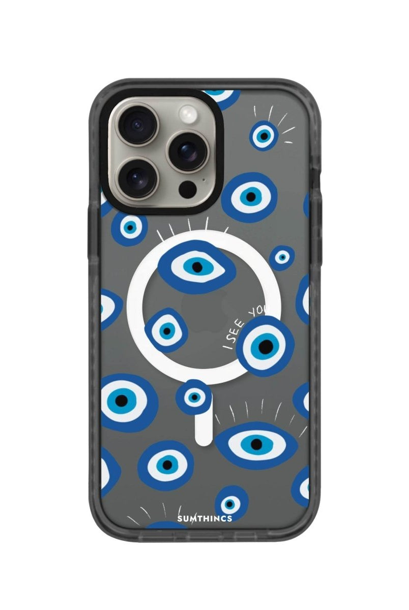 iPhone 15 Pro I See You Magsafe Procase Şeffaf Telefon Kılıfı Antrasit - SUMTHINCS