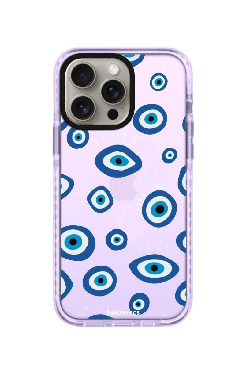 iPhone 15 Pro I See You Procase Şeffaf Telefon Kılıfı Lila - SUMTHINCS