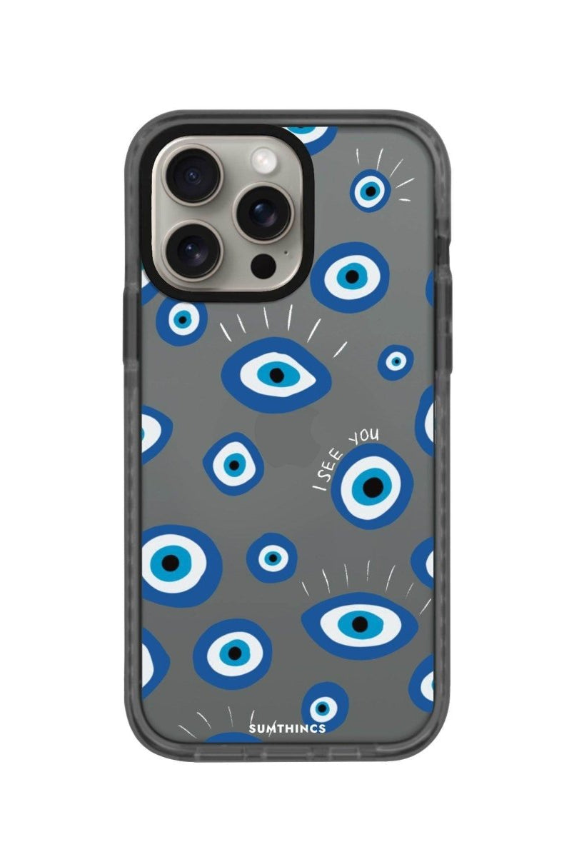 iPhone 15 Pro I See You Procase Şeffaf Telefon Kılıfı Antrasit - SUMTHINCS