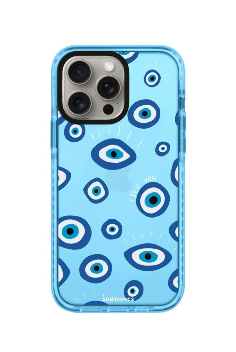 iPhone 15 Pro I See You Procase Şeffaf Telefon Kılıfı Mavi - SUMTHINCS