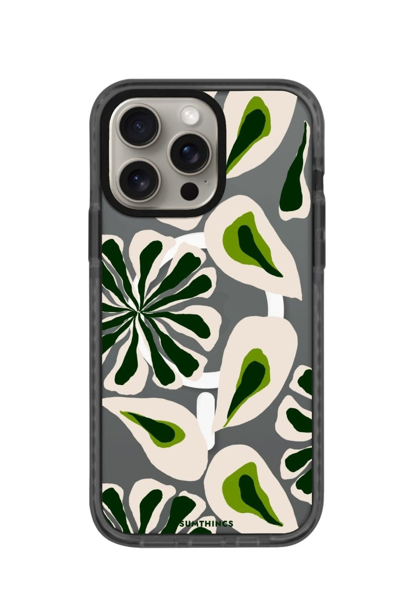 iPhone 15 Pro Leafs Magsafe Procase Şeffaf Telefon Kılıfı Antrasit - SUMTHINCS