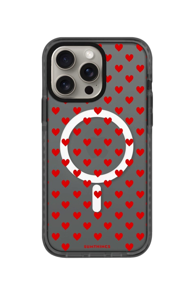 iPhone 15 Pro Little Hearts Magsafe Procase Şeffaf Telefon Kılıfı Antrasit - SUMTHINCS