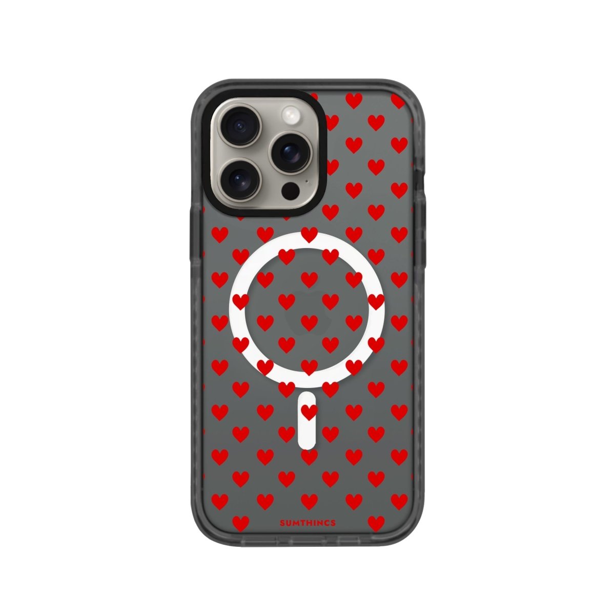 iPhone 15 Pro Little Hearts Magsafe Procase Şeffaf Telefon Kılıfı Antrasit - SUMTHINCS