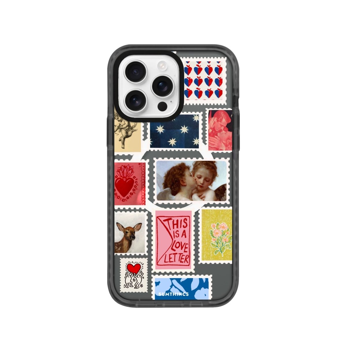 iPhone 15 Pro Love Letter Magsafe Procase Şeffaf Telefon Kılıfı Antrasit - SUMTHINCS