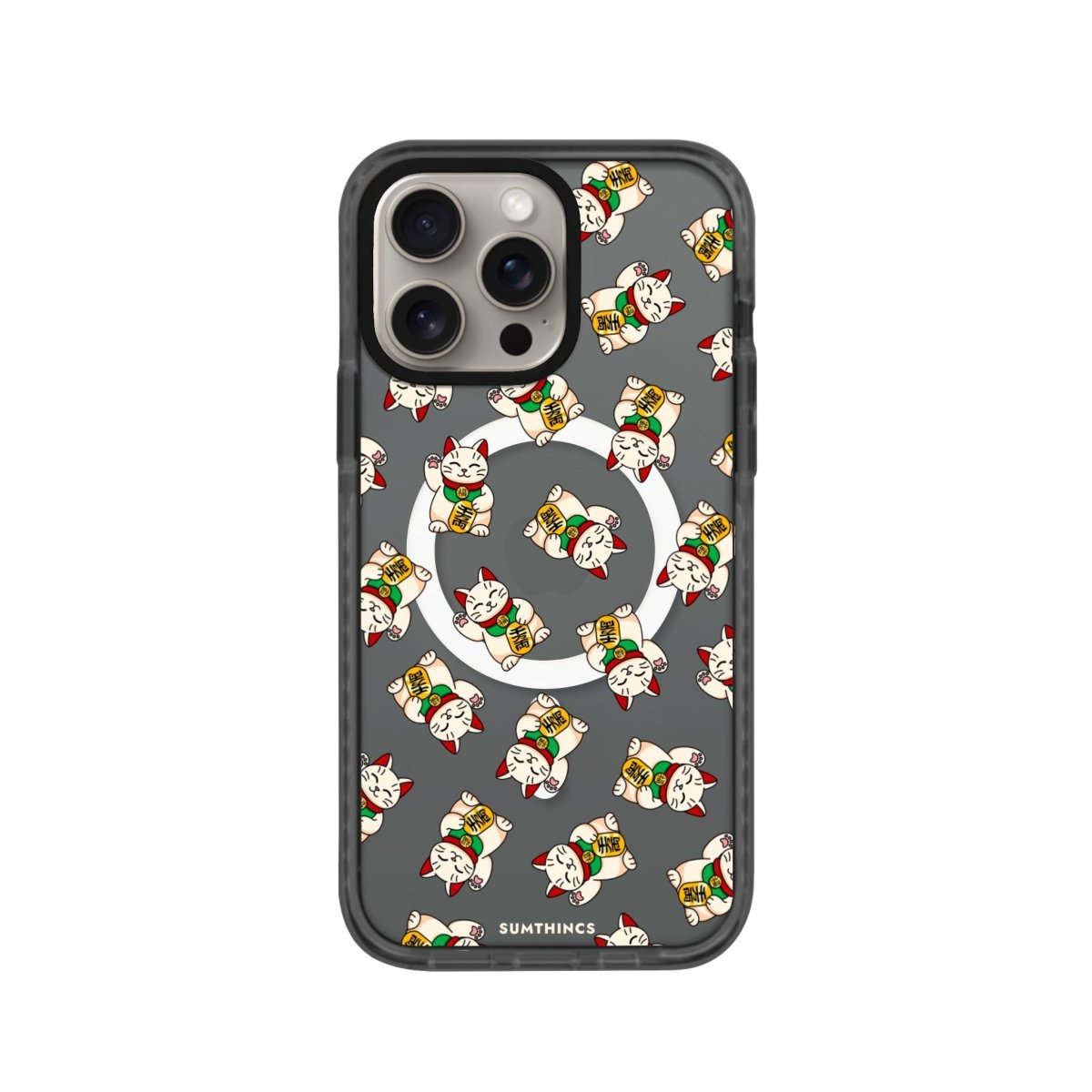 iPhone 15 Pro Maneki Neko Magsafe Procase Şeffaf Telefon Kılıfı Antrasit - SUMTHINCS