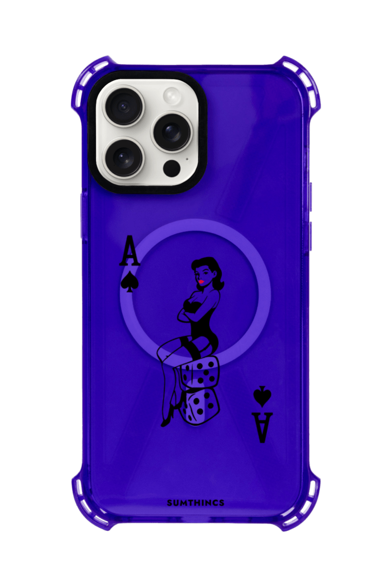 iPhone 15 Pro Max Ace Queen Bumper Magsafe Şeffaf Telefon Kılıfı Mor - SUMTHINCS