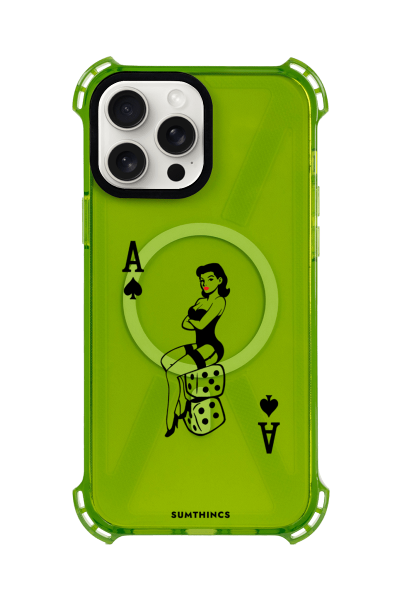 iPhone 15 Pro Max Ace Queen Bumper Magsafe Şeffaf Telefon Kılıfı Yeşil - SUMTHINCS