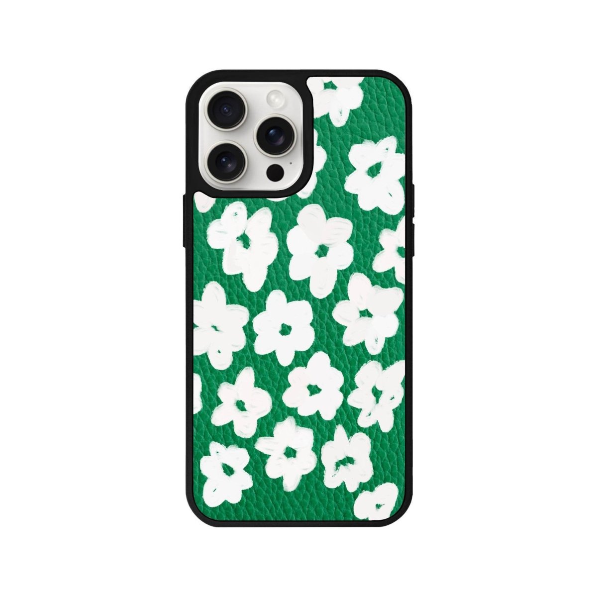 iPhone 15 Pro Max Blossoms Leather Vegan Deri Telefon Kılıfı Yeşil - SUMTHINCS