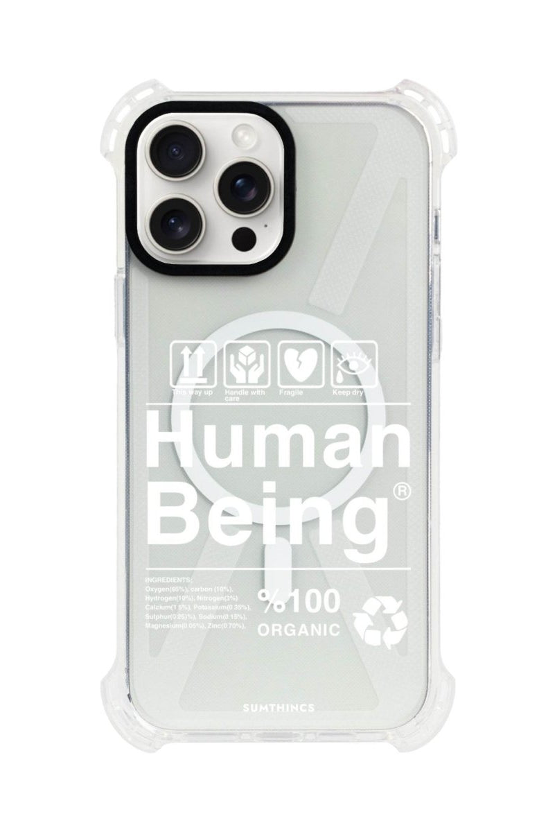 iPhone 15 Pro Max Human Being Bumper Magsafe Şeffaf Telefon Kılıfı Beyaz Şeffaf - SUMTHINCS