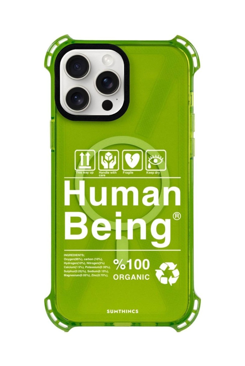 iPhone 15 Pro Max Human Being Bumper Magsafe Şeffaf Telefon Kılıfı Yeşil - SUMTHINCS