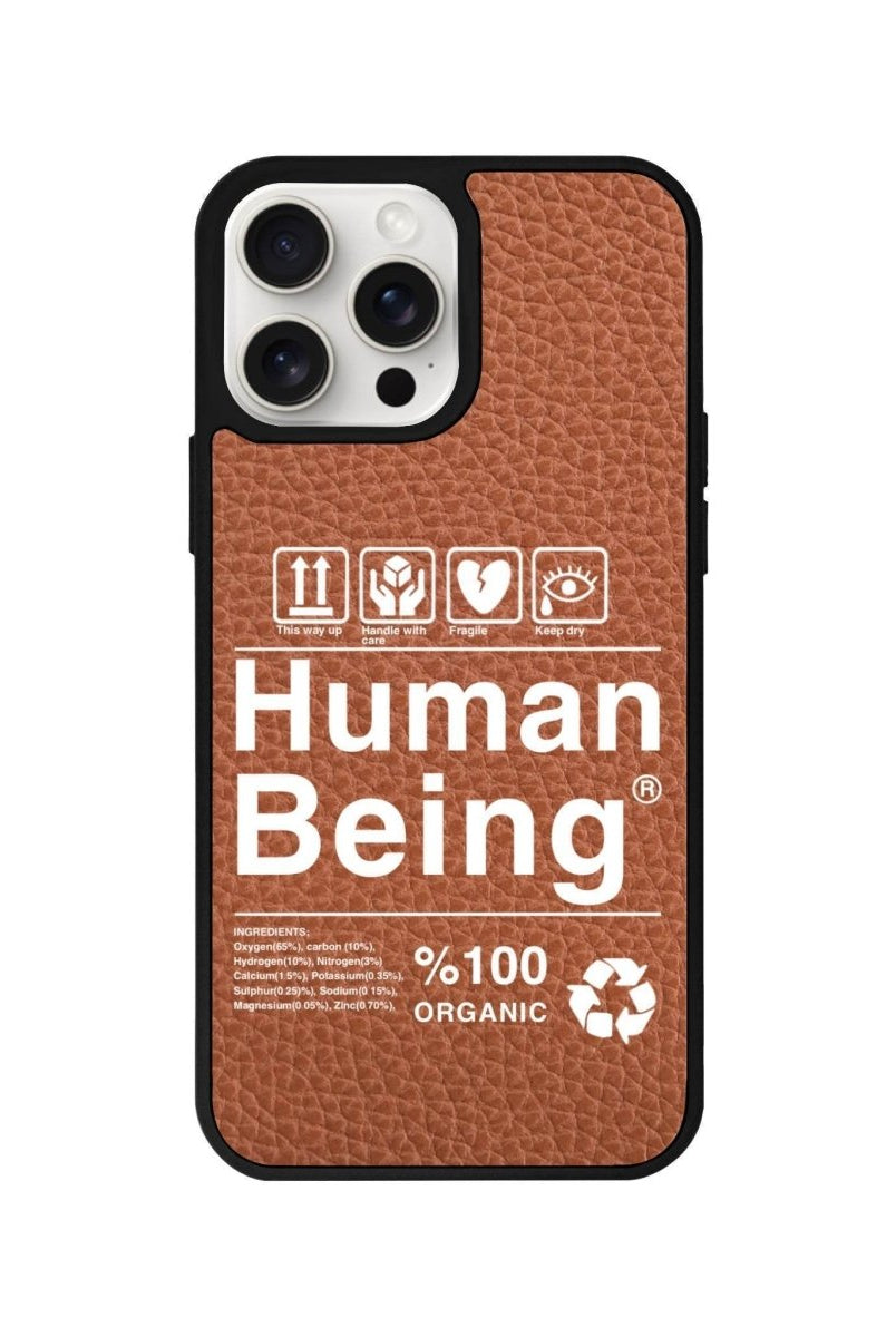 iPhone 15 Pro Max Human Being Leather Vegan Deri Telefon Kılıfı Kahverengi - SUMTHINCS