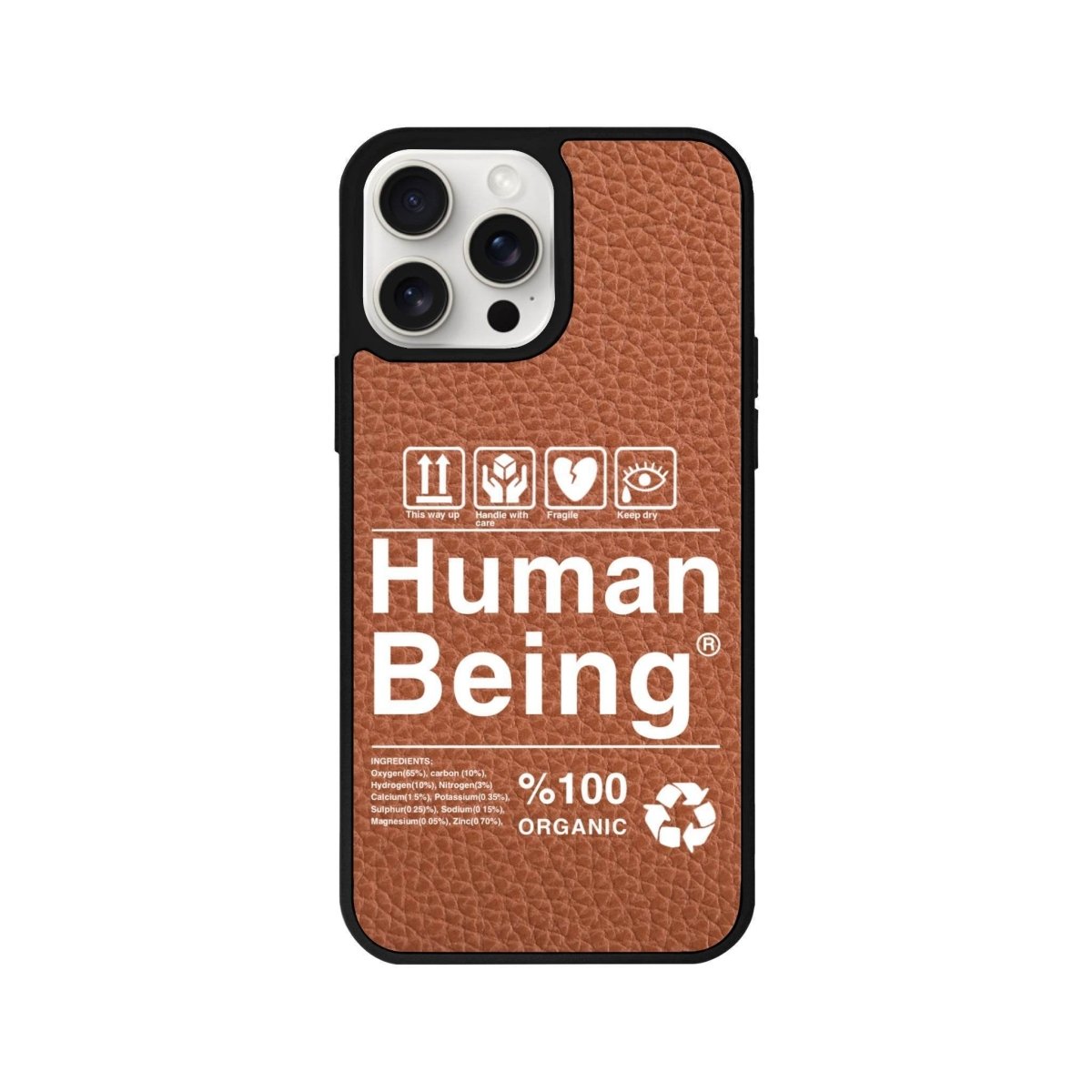 iPhone 15 Pro Max Human Being Leather Vegan Deri Telefon Kılıfı Kahverengi - SUMTHINCS