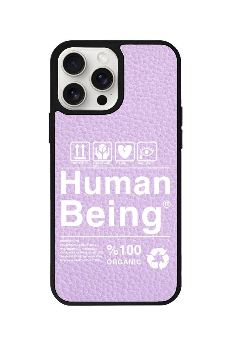 iPhone 15 Pro Max Human Being Leather Vegan Deri Telefon Kılıfı Lila - SUMTHINCS