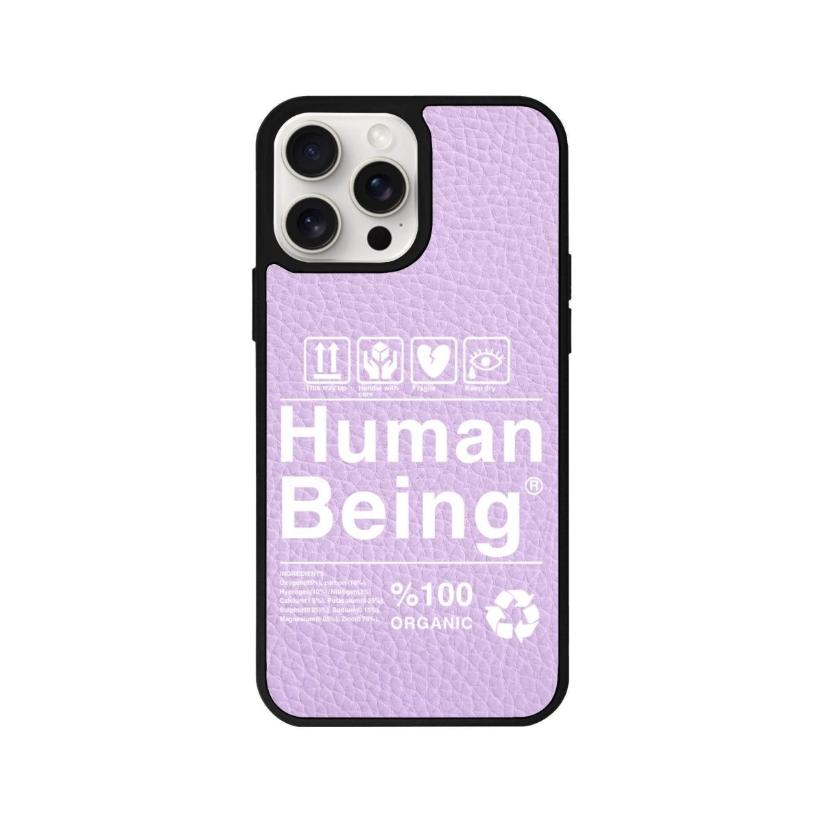 iPhone 15 Pro Max Human Being Leather Vegan Deri Telefon Kılıfı Lila - SUMTHINCS