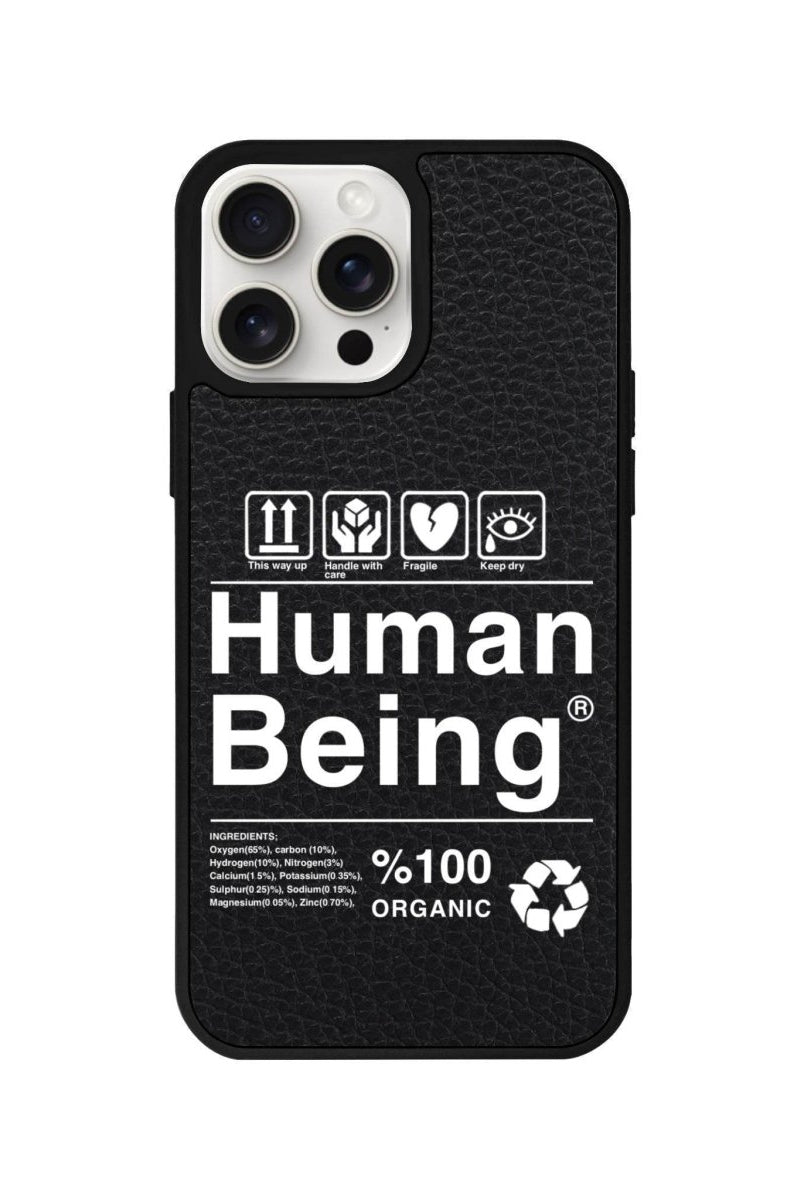 iPhone 15 Pro Max Human Being Leather Vegan Deri Telefon Kılıfı Siyah - SUMTHINCS